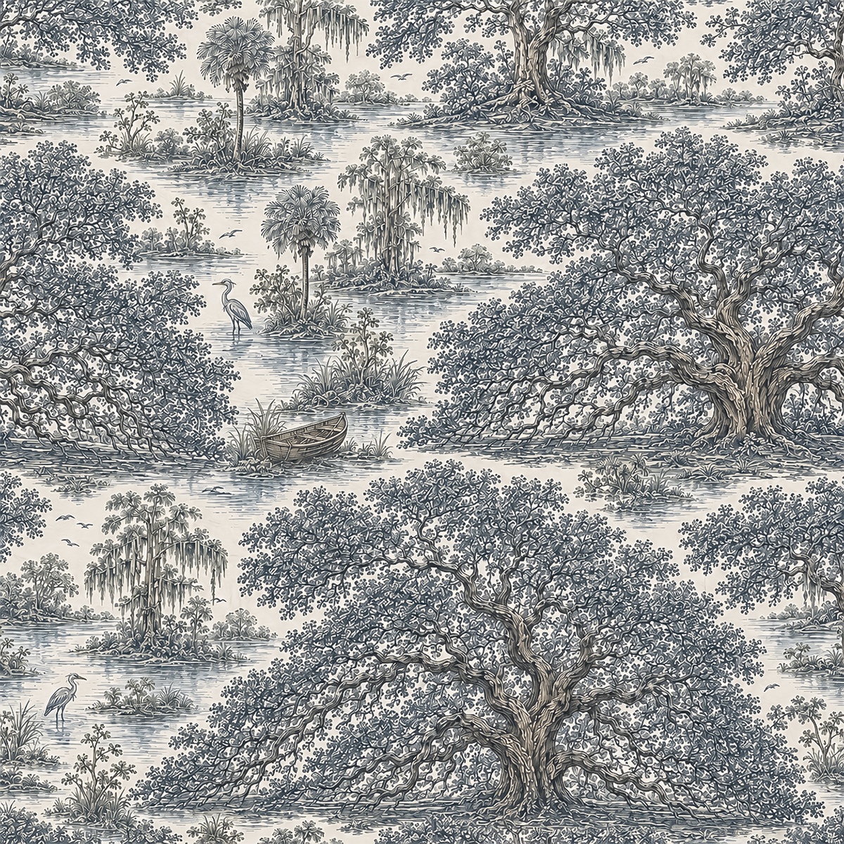 Angel Oak Indigo Wallpaper
