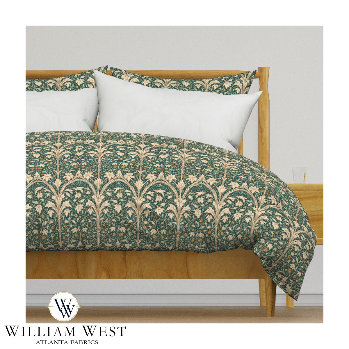Atlanta Fabrics Arcadian Song Teal Fabric | Atlanta Fabrics