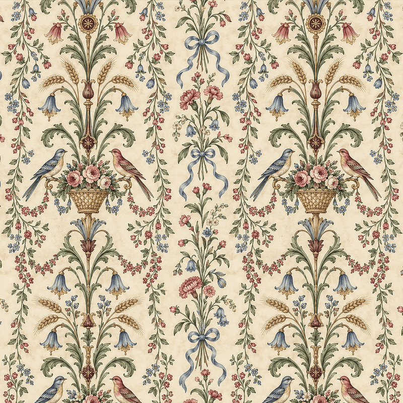 Atlanta Fabrics Aviary Arabesque Parchment Fabric | Atlanta Fabrics