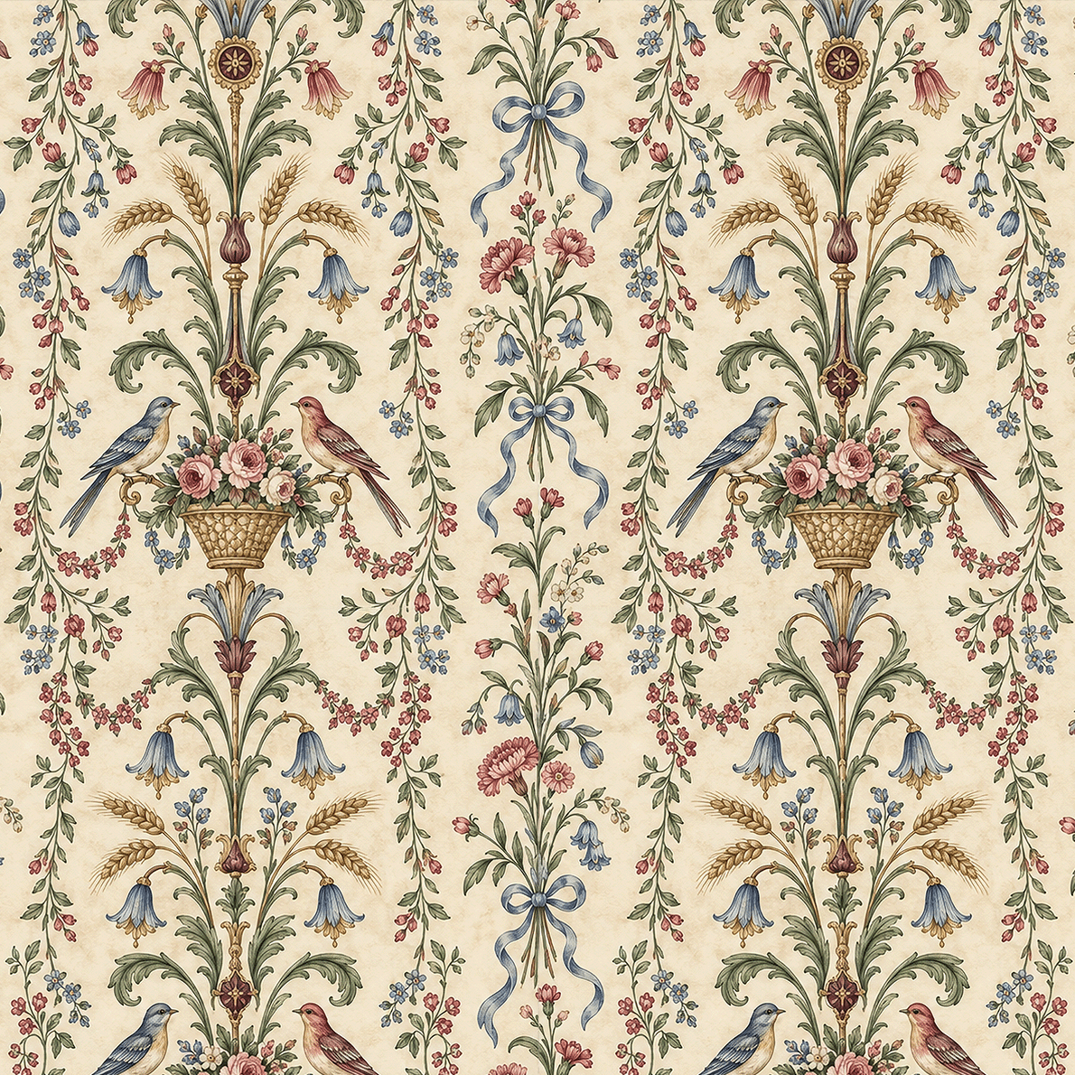Atlanta Fabrics Aviary Arabesque Parchment Wallpaper Wallpaper | Atlanta Fabrics