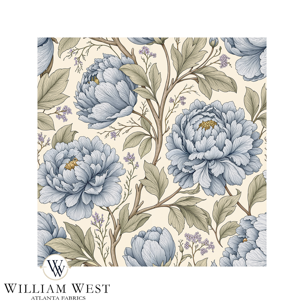 Atlanta Fabrics Bellamy Peony Blue Fabric | Atlanta Fabrics