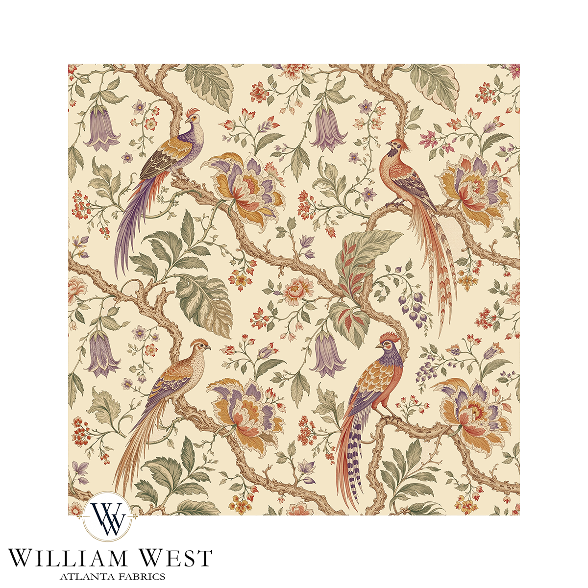 Atlanta Fabrics Birds of Briarwood Heather Fabric | Atlanta Fabrics