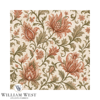 Atlanta Fabrics Botanical Scrollwork Coral Fabric | Atlanta Fabrics