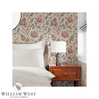 Botanical Scrollwork Pink Wallpaper