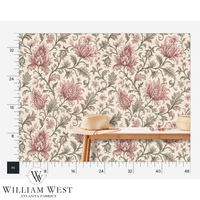 Botanical Scrollwork Pink Wallpaper