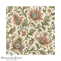 Atlanta Fabrics Botanical Scrollwork Sage Fabric | Atlanta Fabrics