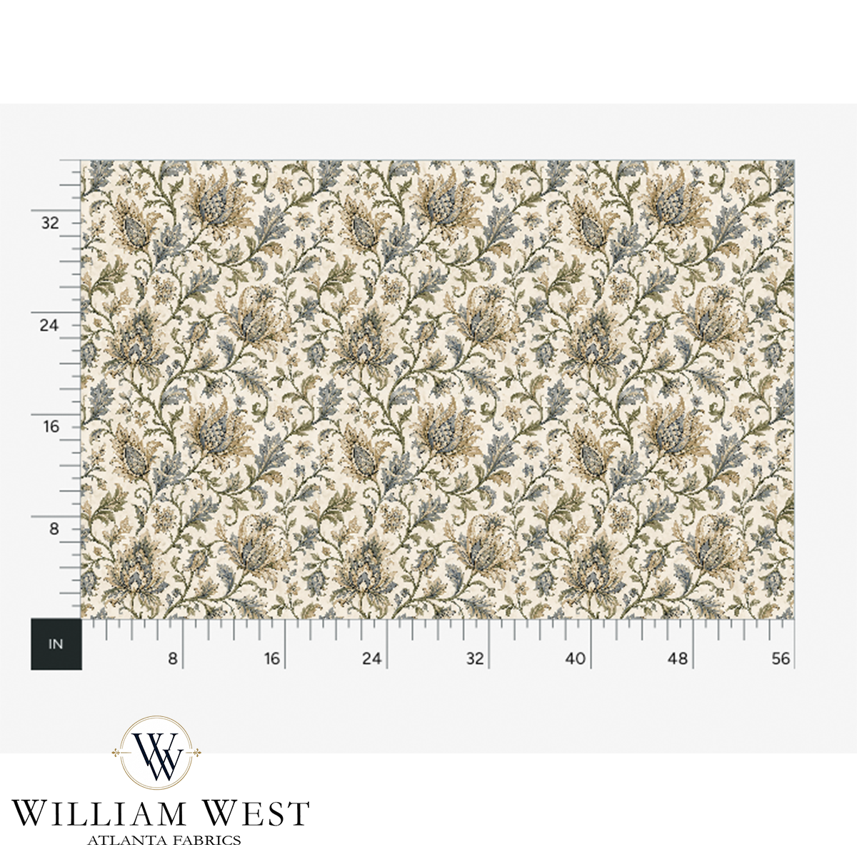 Atlanta Fabrics Botanical Scrollwork Tan Fabric | Atlanta Fabrics