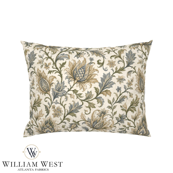 Atlanta Fabrics Botanical Scrollwork Tan Fabric | Atlanta Fabrics