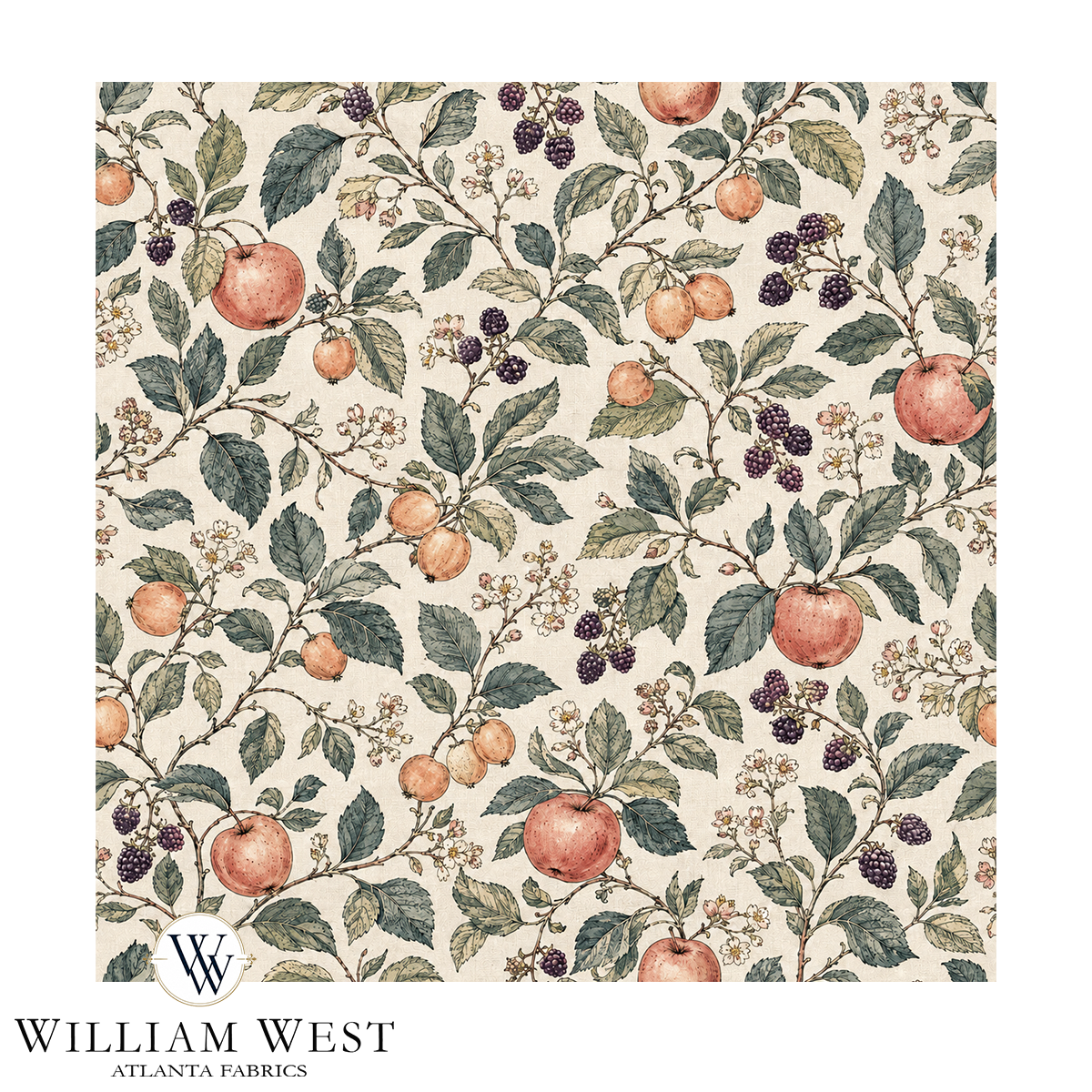 Bramble Orchard Apricot Wallpaper