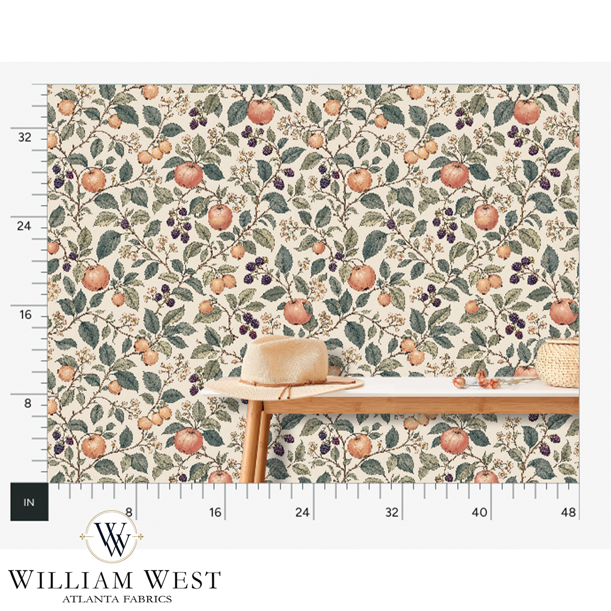 Bramble Orchard Apricot Wallpaper