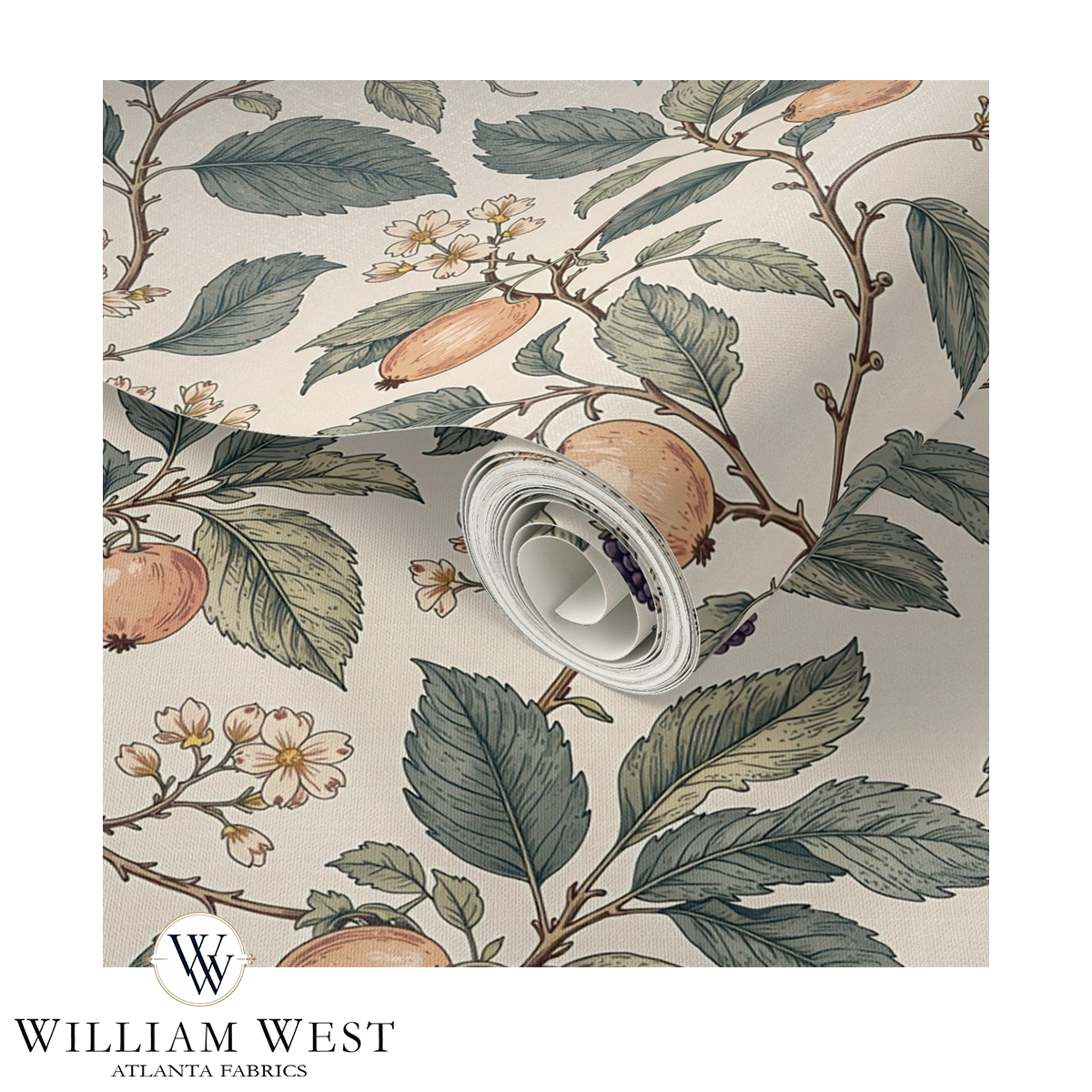 Bramble Orchard Apricot Wallpaper