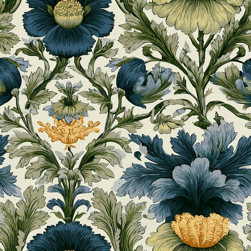 William West Designs Bramblehedge Cottage Indigo Fabric | Atlanta Fabrics