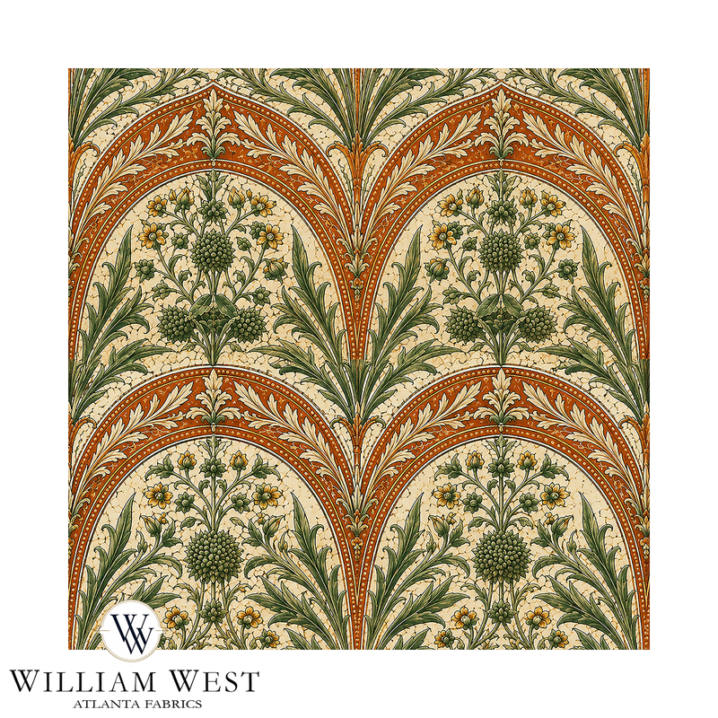 Atlanta Fabrics Briarwood Tapestry Terracotta Fabric | Atlanta Fabrics