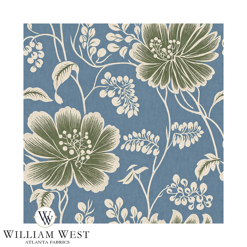 Atlanta Fabrics Bridal Meadow II Oxide Blue Fabric | Atlanta Fabrics