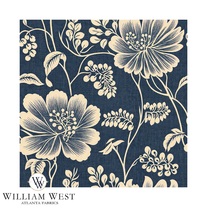 Atlanta Fabrics Bridal Meadow II Washed Indigo Fabric | Atlanta Fabrics