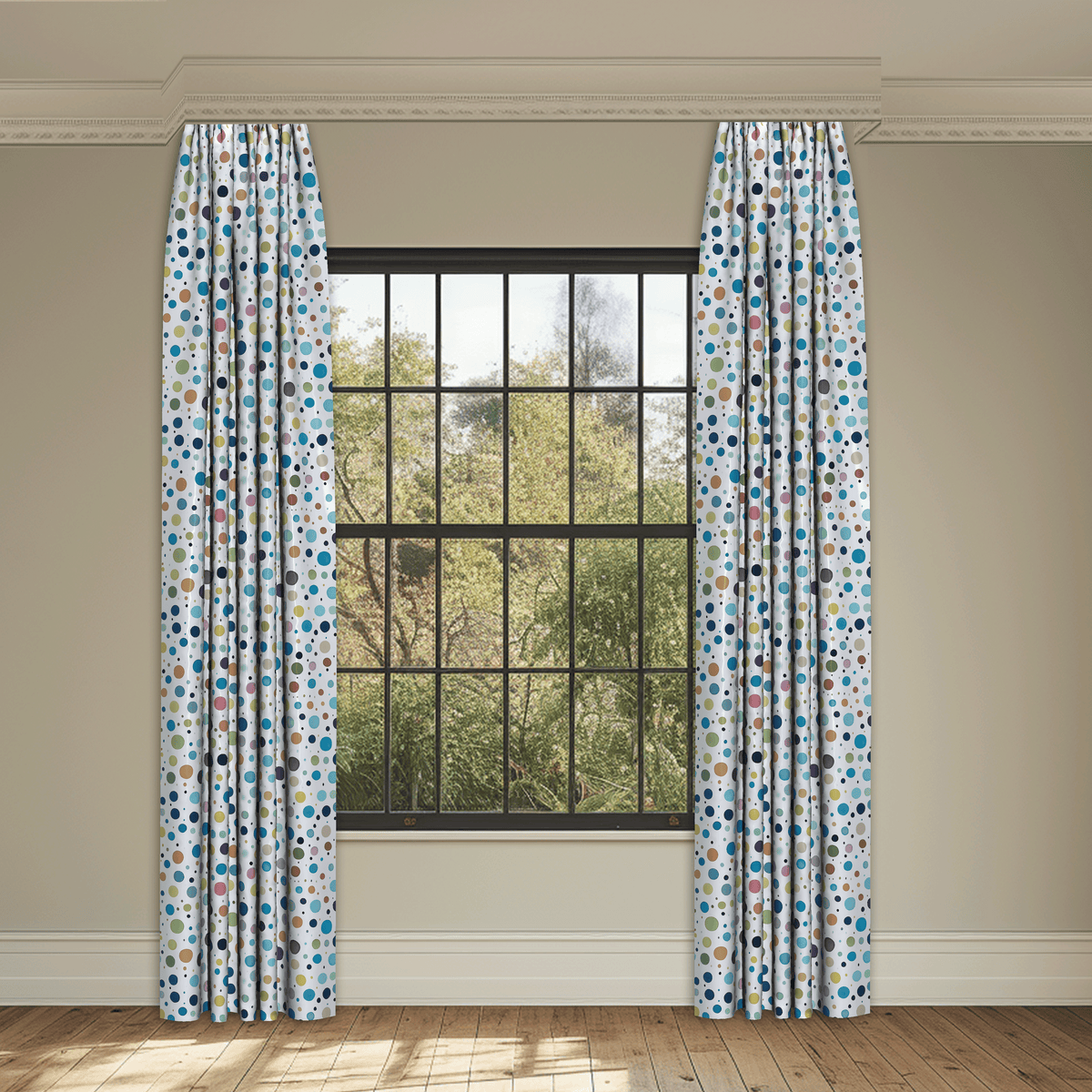 Buttonette Blue Made to Measure Curtains
