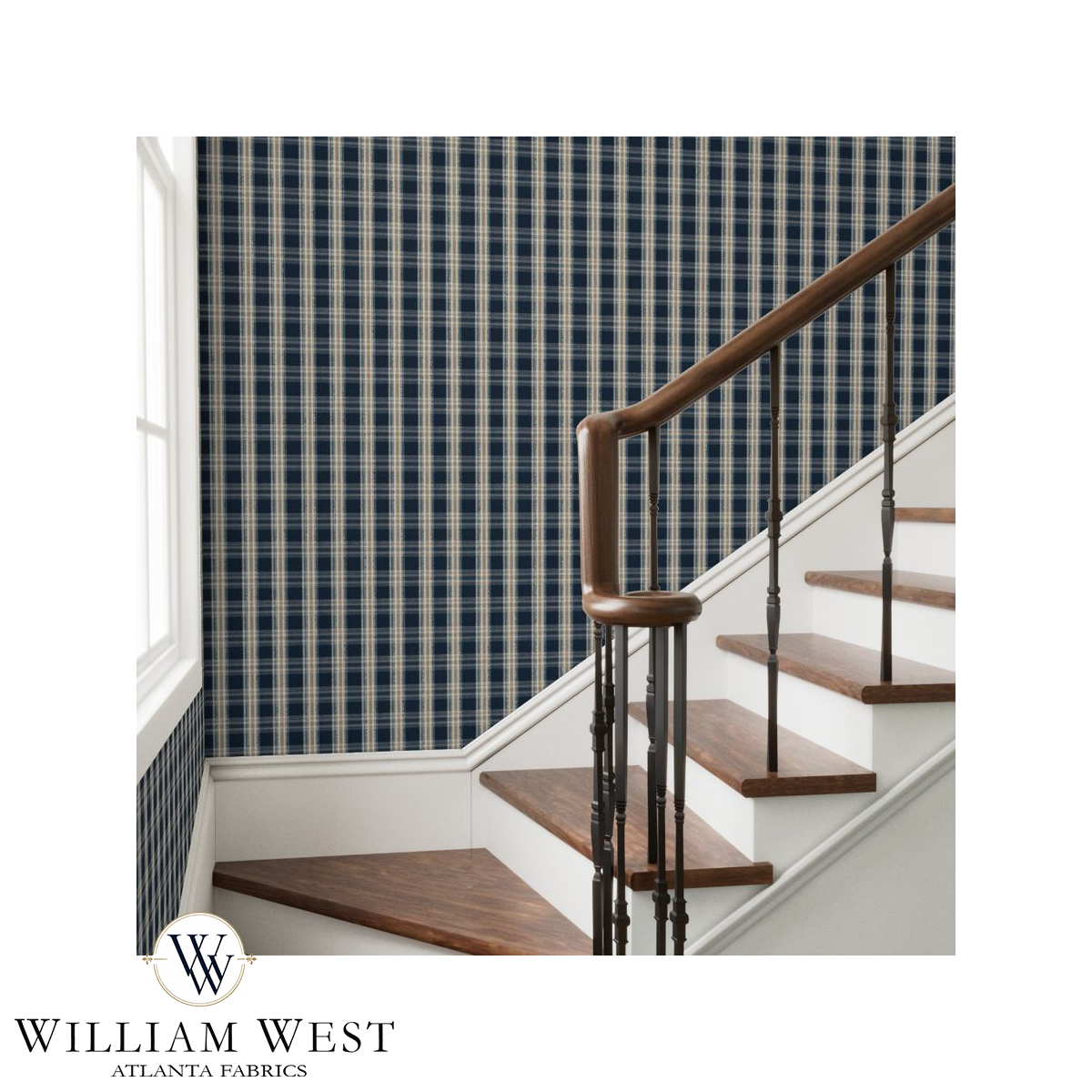 Cabin Plaid Northern Lake Wallpaper