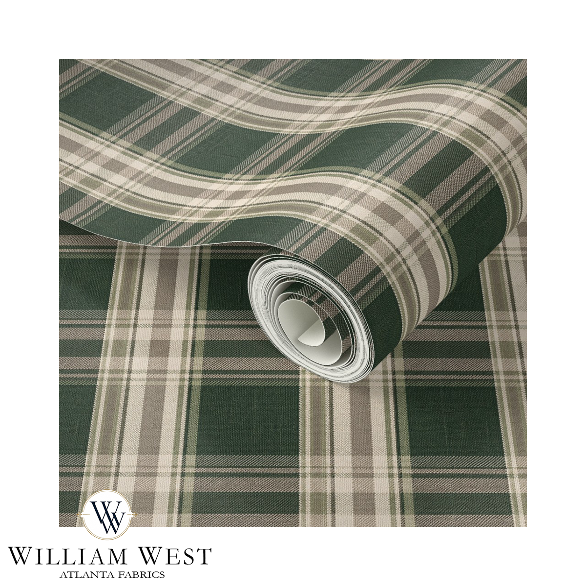 Cabin Plaid Pine & Stone Wallpaper