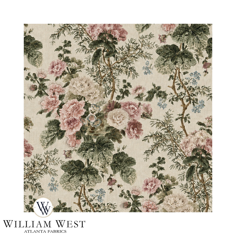 Atlanta Fabrics Cape Floral Mauve Fabric | Atlanta Fabrics
