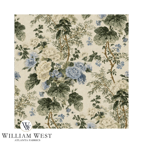 Atlanta Fabrics Cape Floral Powder Blue Fabric | Atlanta Fabrics