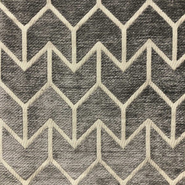 RM Coco Chevronne Pewter Fabric | Atlanta Fabrics