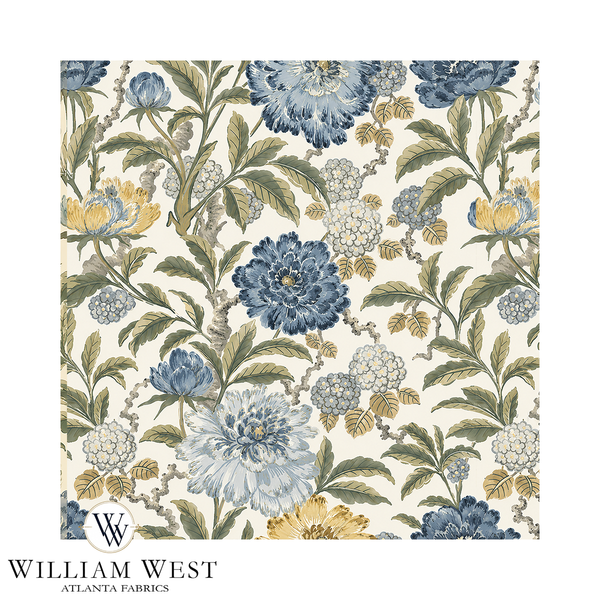 Atlanta Fabrics Coniston Porcelain Garden Fabric | Atlanta Fabrics