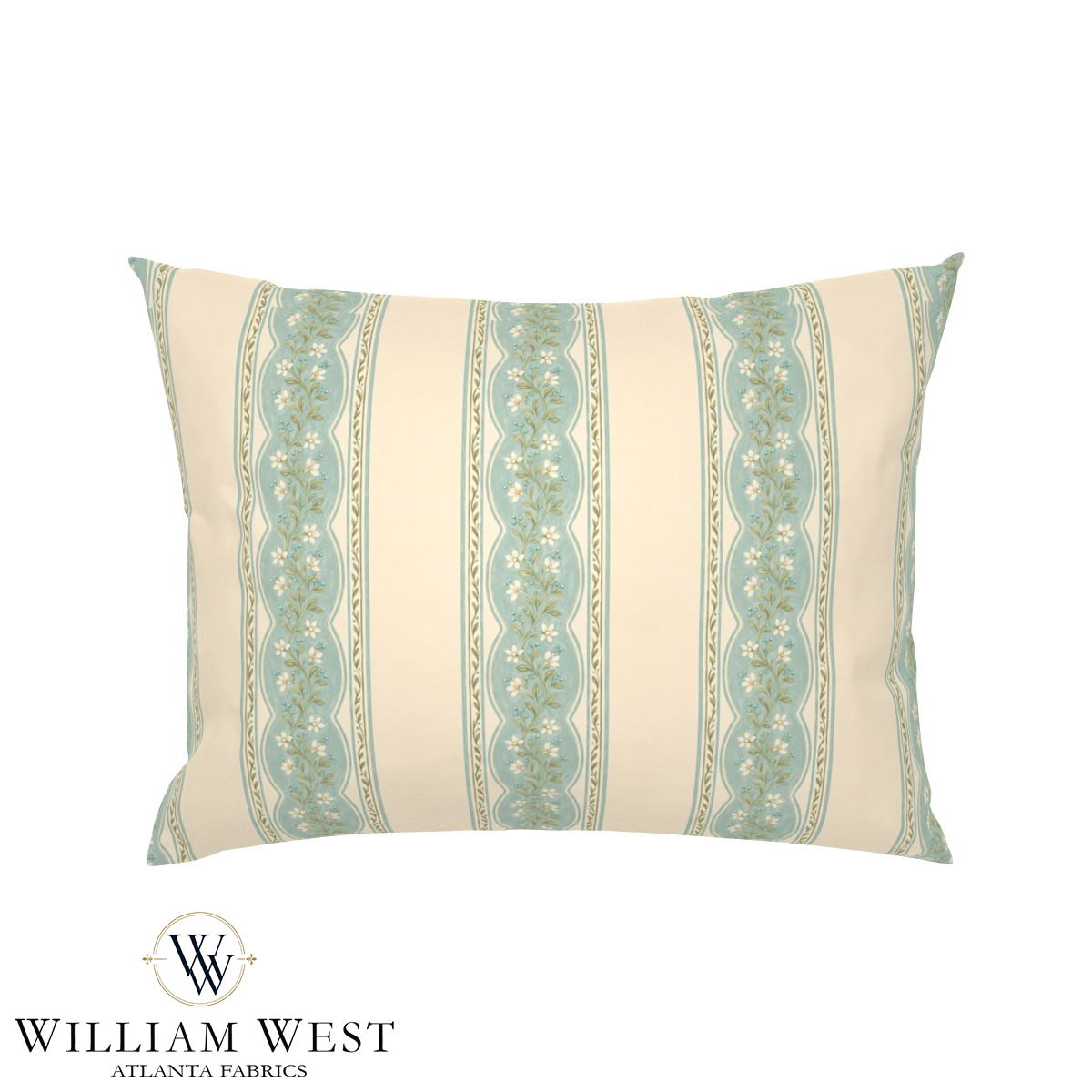 Atlanta Fabrics Cottage Garland Duck Egg Fabric | Atlanta Fabrics