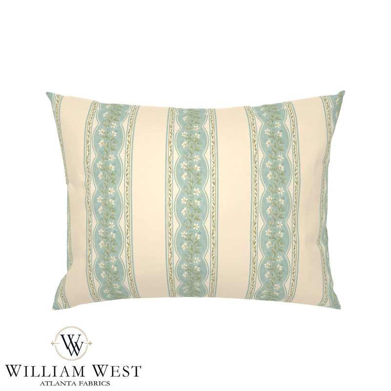Atlanta Fabrics Cottage Garland Duck Egg Fabric | Atlanta Fabrics