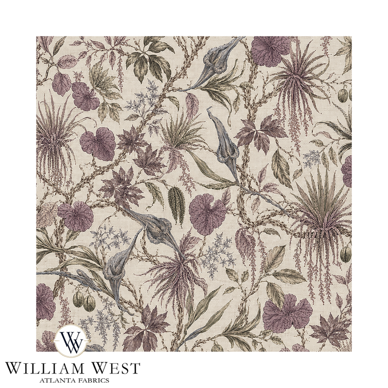 Atlanta Fabrics Estate Botanical Trail Aubergine Fabric | Atlanta Fabrics