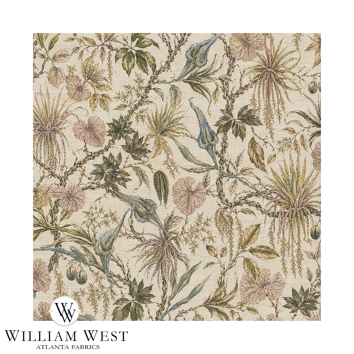 Atlanta Fabrics Estate Botanical Trail Raffia Fabric | Atlanta Fabrics