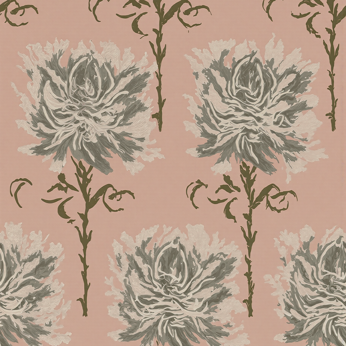 Faded Garden Reverie Blush Wallpaper