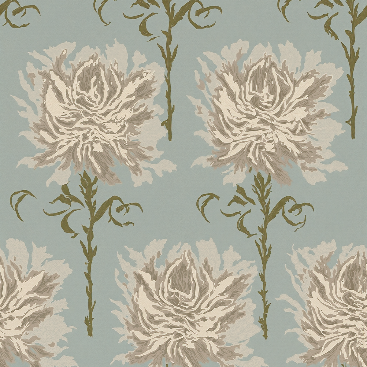 Faded Garden Reverie Duck Egg Wallpaper