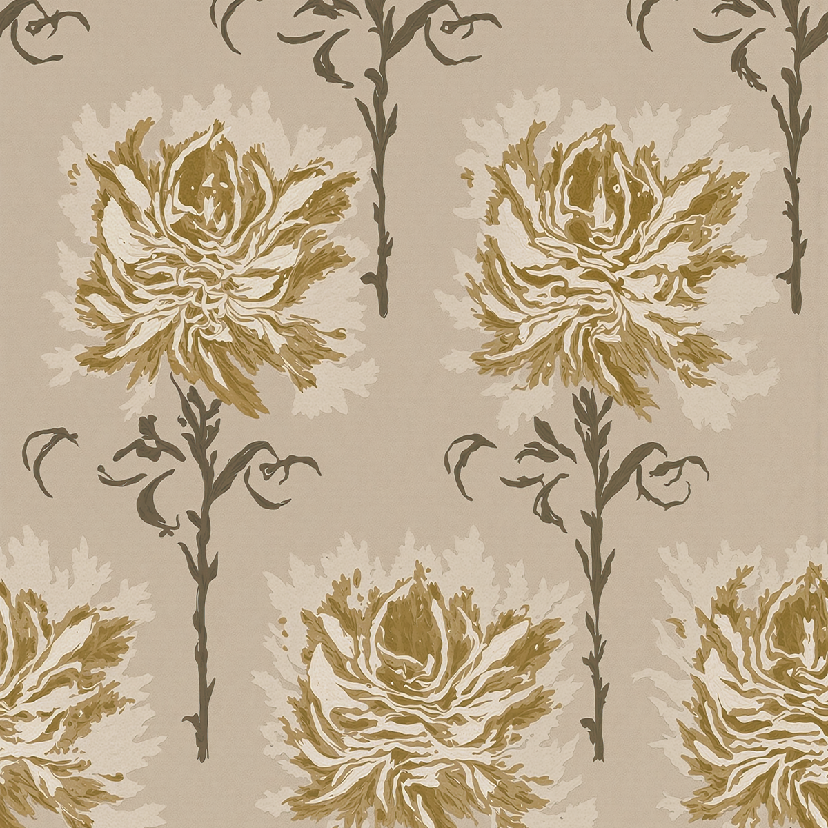Faded Garden Reverie Gold Wallpaper