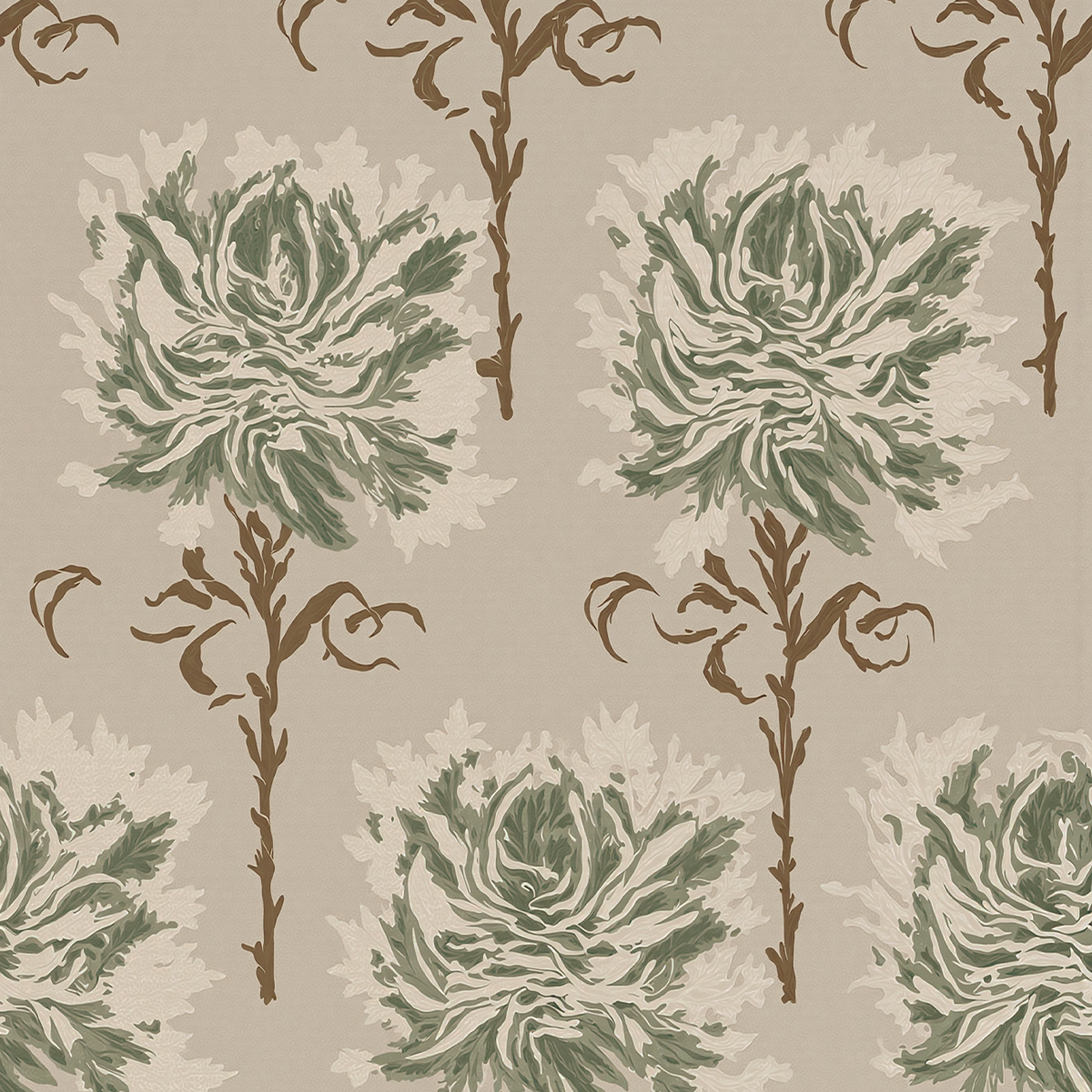 Faded Garden Reverie Sage Wallpaper