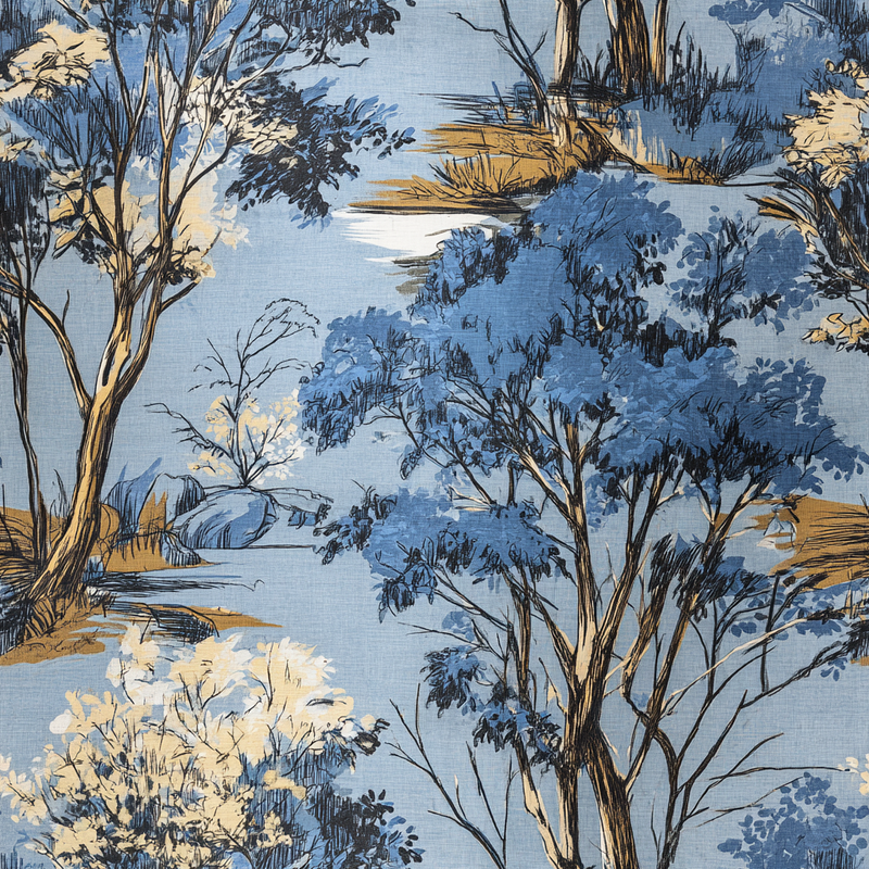 William West Designs Feydeau Blue Fabric | Atlanta Fabrics