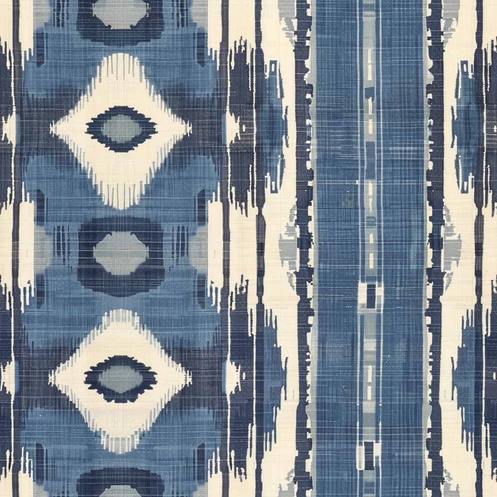 William West Designs Fireside Ikat Navy Fabric | Atlanta Fabrics