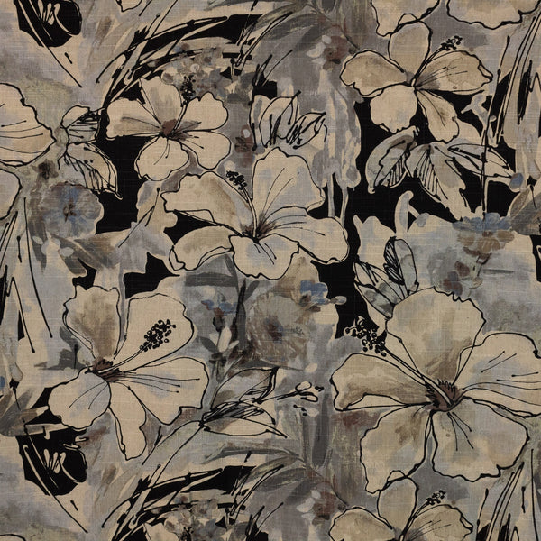 RM Coco Floral Splash Charcoal Fabric | Atlanta Fabrics