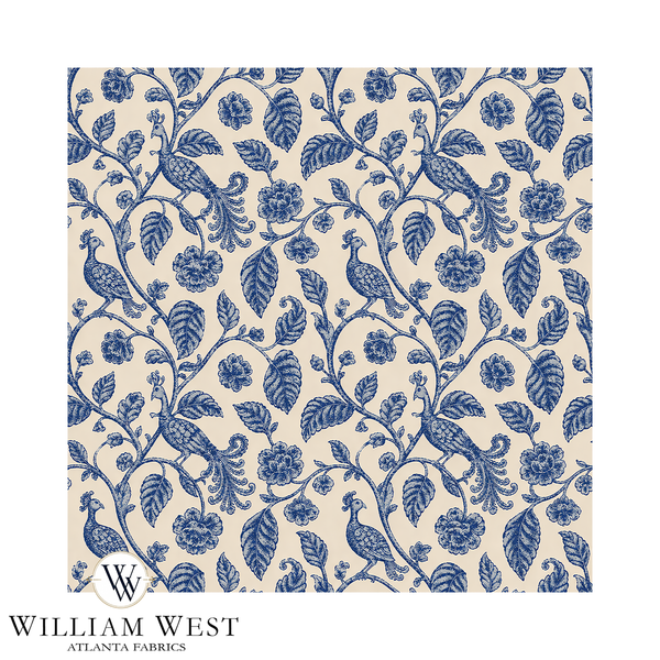 Atlanta Fabrics Foxglove Walk French Blue Fabric | Atlanta Fabrics