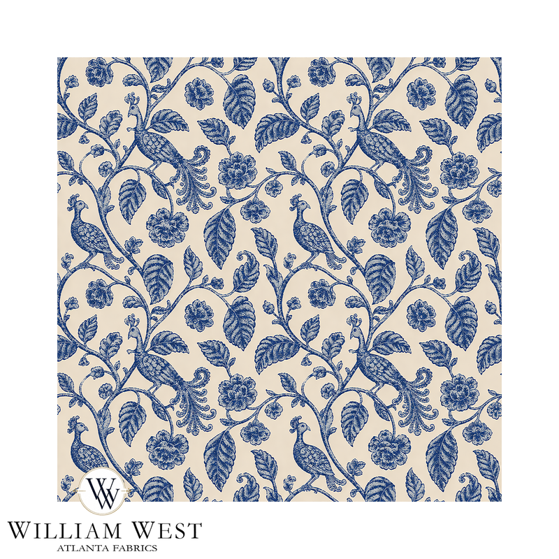 Atlanta Fabrics Foxglove Walk French Blue Fabric | Atlanta Fabrics