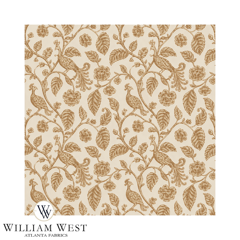 Atlanta Fabrics Foxglove Walk Ochre Fabric | Atlanta Fabrics
