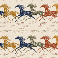 Atlanta Fabrics Galloping Horses Linen Fabric | Atlanta Fabrics