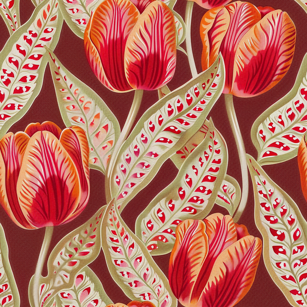 Atlanta Fabrics Garden Tulip Brick Fabric | Atlanta Fabrics