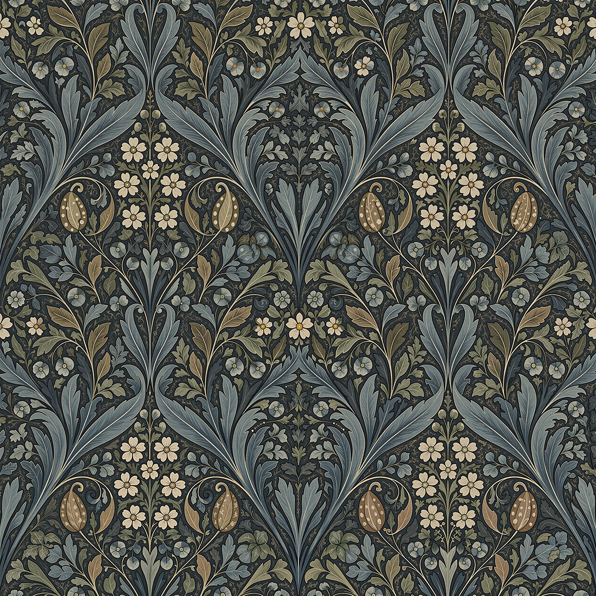 Garden at the Oak Faded Indigo