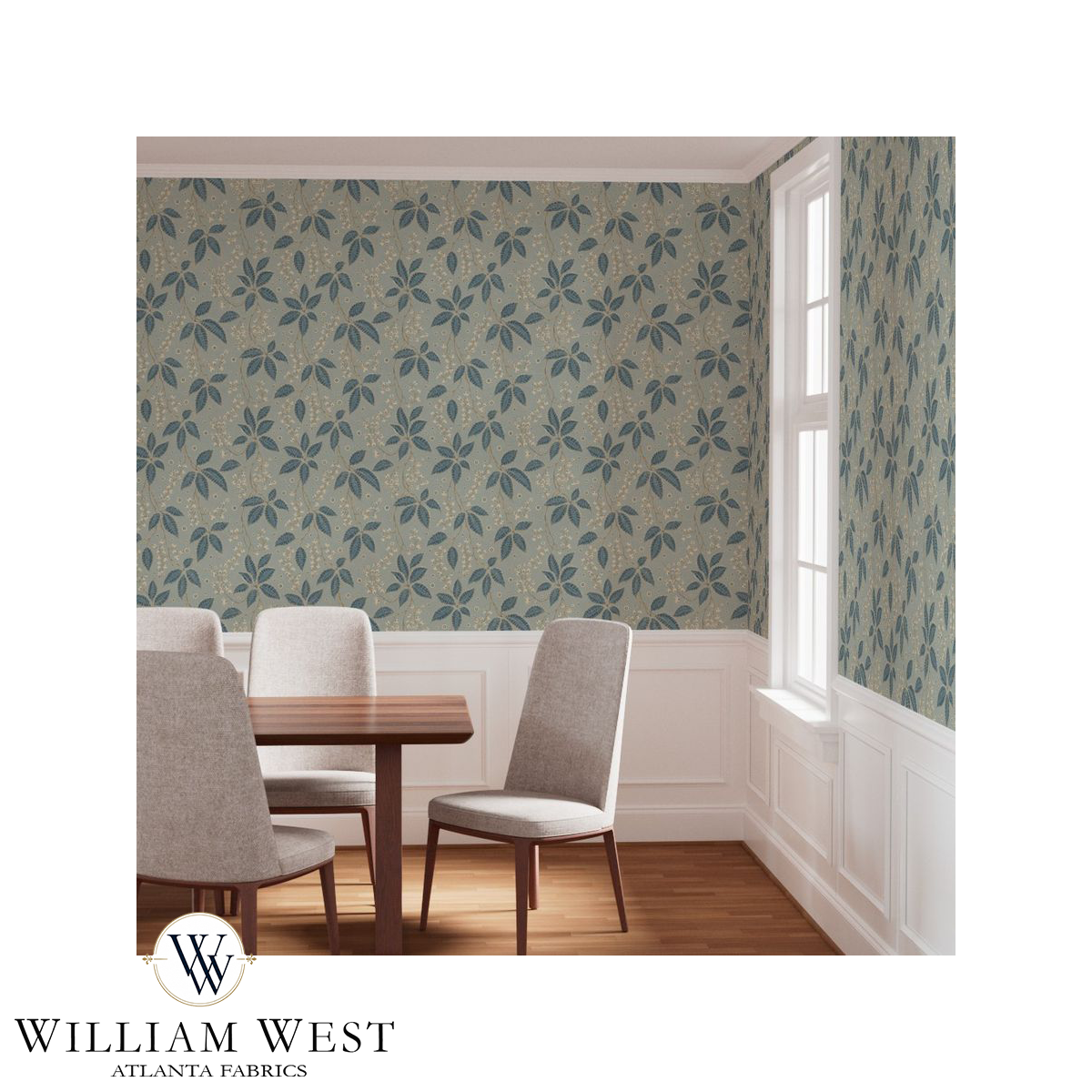 Hedgerow Berries Blue Wallpaper