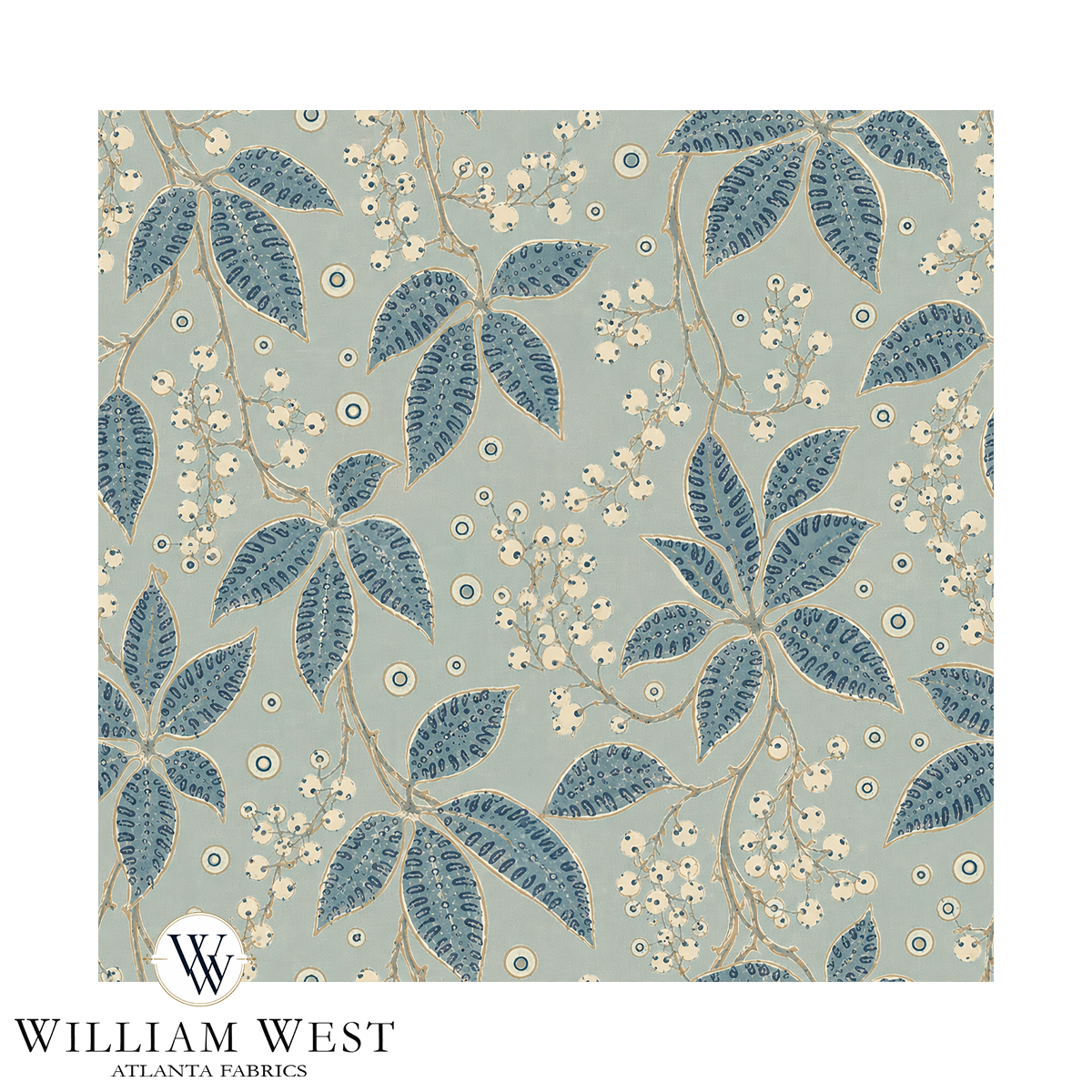 Hedgerow Berries Blue Wallpaper