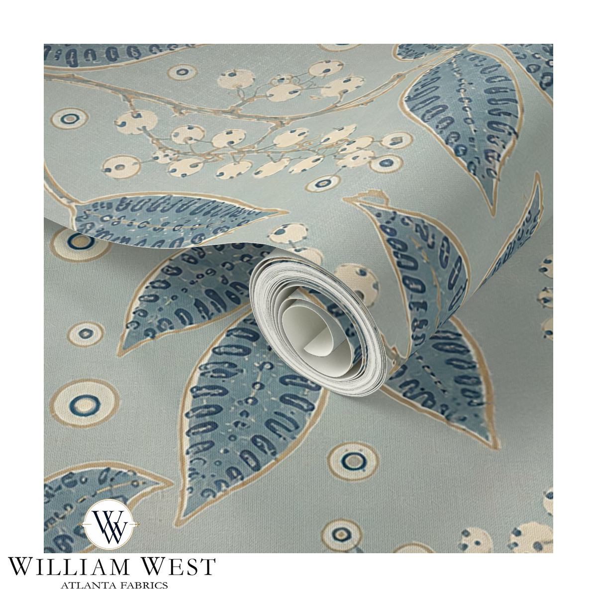 Hedgerow Berries Blue Wallpaper