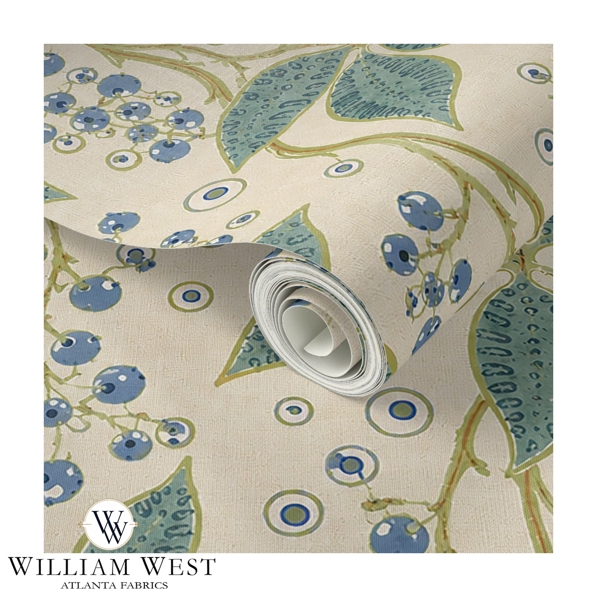 Hedgerow Berries Green Wallpaper