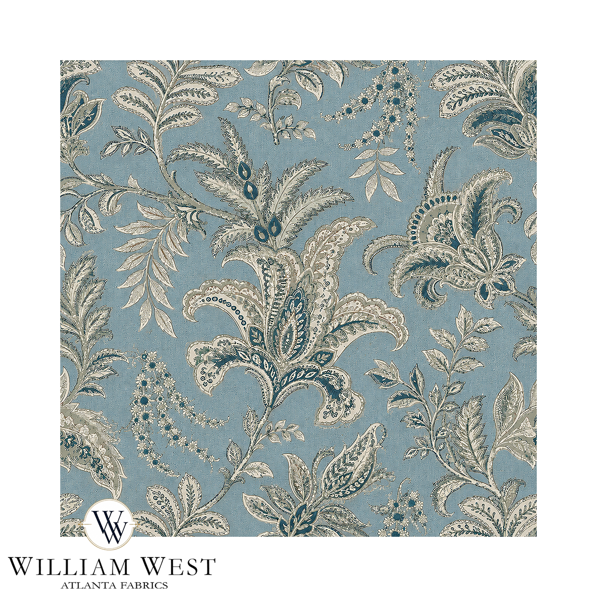 Atlanta Fabrics Indienne Paisley Blue Fabric | Atlanta Fabrics