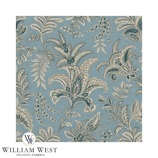 Atlanta Fabrics Indienne Paisley Blue Fabric | Atlanta Fabrics