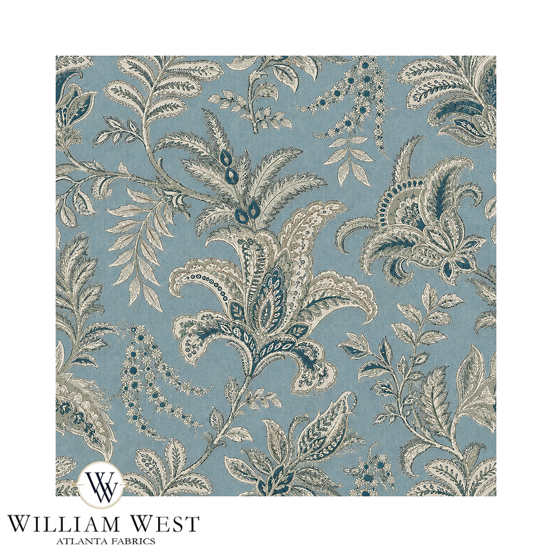 Atlanta Fabrics Indienne Paisley Blue Fabric | Atlanta Fabrics